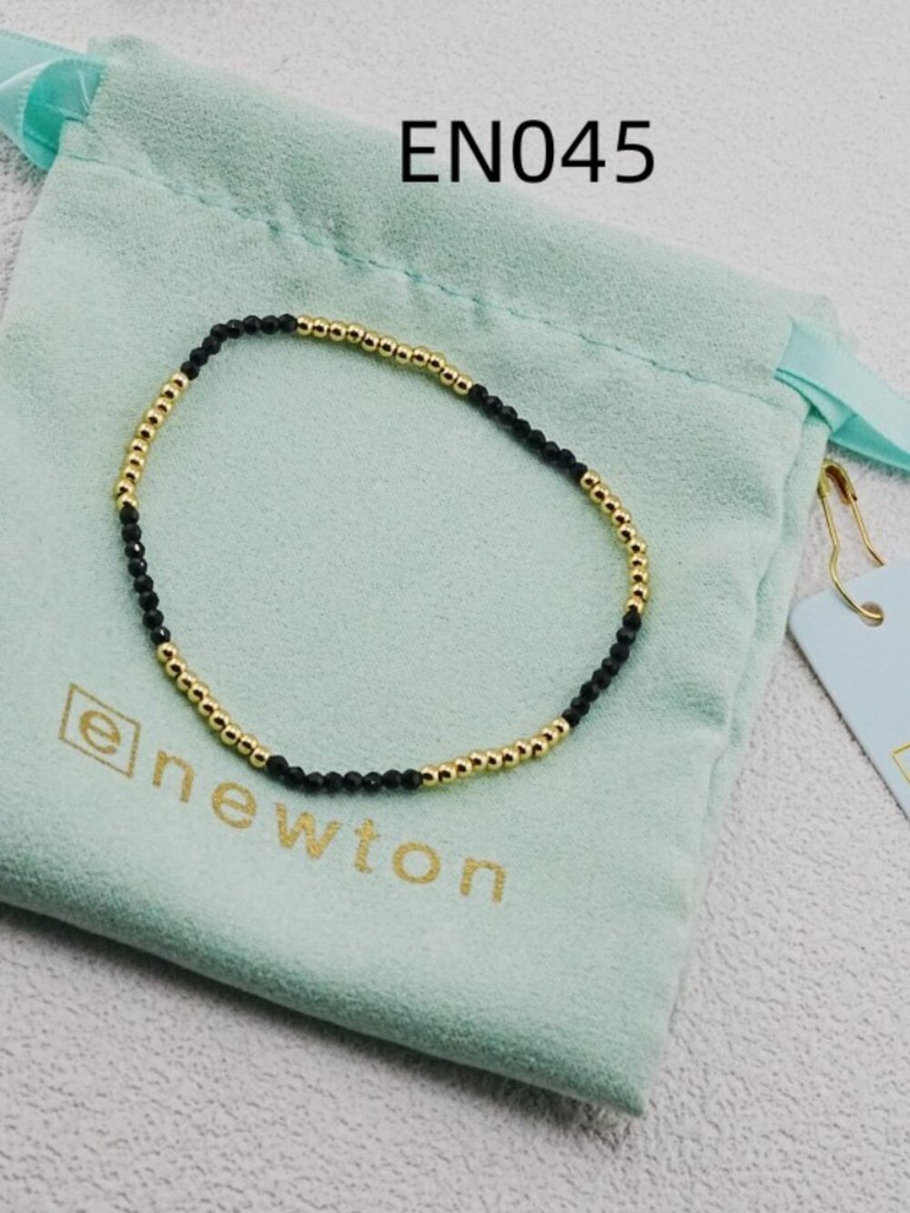 Enewton Black Glass Crystal & Gold Bead Bracelet